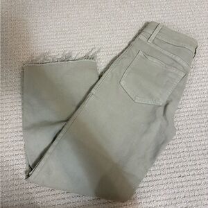 Stylish Frayed Hem Pants in Olive Green